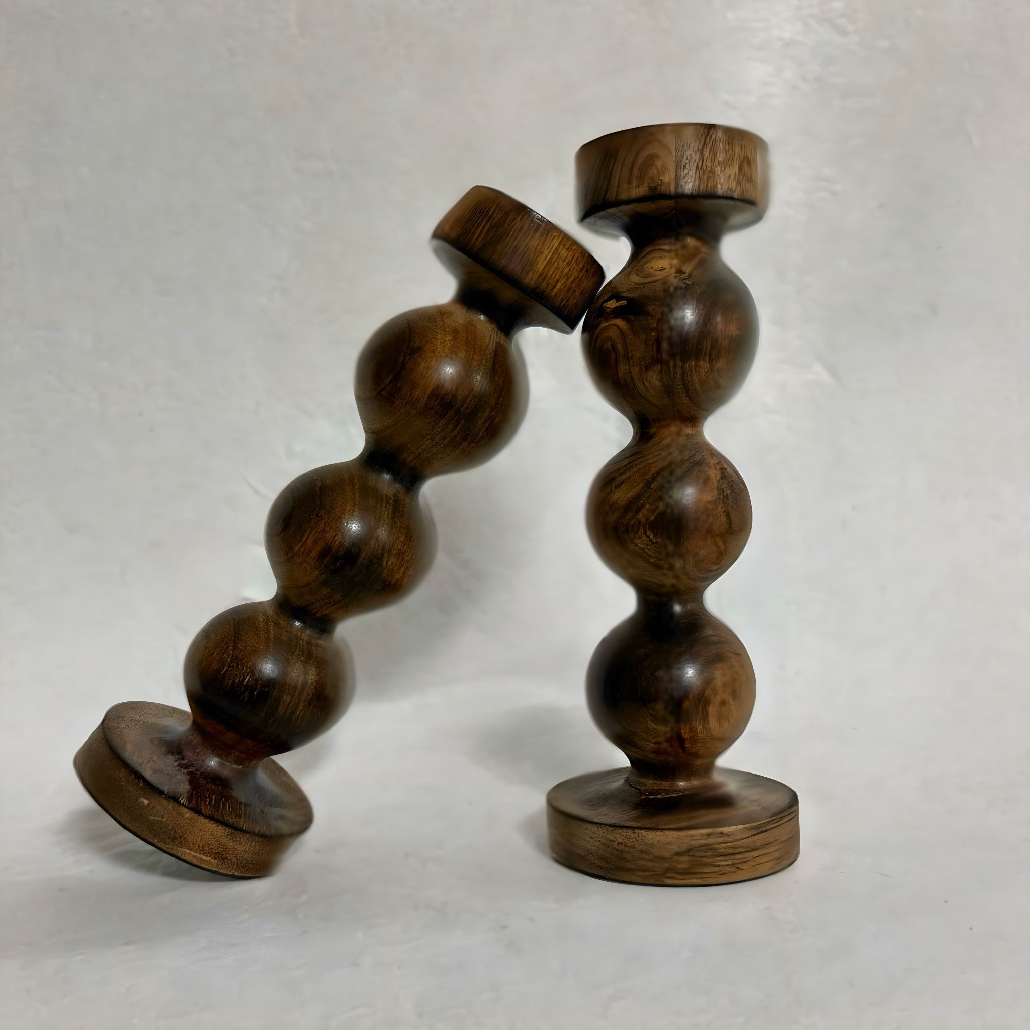 Solid Wood Candle Holders (2pcs)