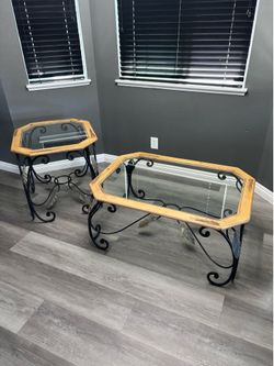 Glass Matching Coffee Table and Side Table