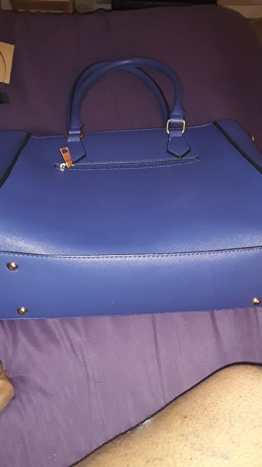 Beautiful blue handbag leather