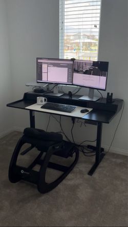Black standing desk & ergo chair
