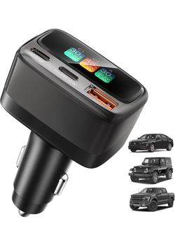105W USB C Car Charger with Digital Color Display, 3-Port Fast Charging Cigarette Lighter Adapter for iPhone 17/16/15 Pro Max, Samsung S26, Travel Car