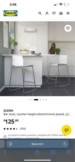 IKEA GLENN Bar Stool Counter Height White/Chrome set of 2