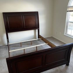 Queen Wood Bed Frame w/ Box Spring