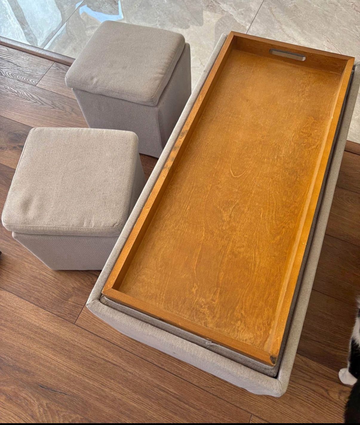 Convertible Ottoman + Storage + Tray Set