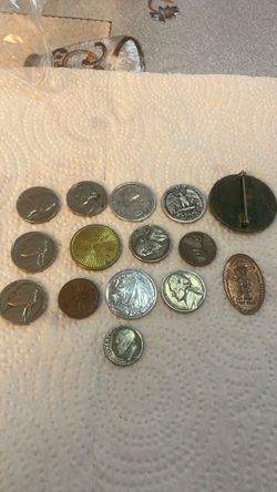Small lot old coins some silver old NRA pinback