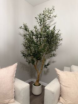7ft Artificial Olive Tree with Tall Exquisite Planter Realistic Fake Olive Tree