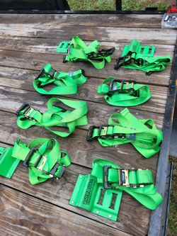 RHINO USA UTV WHEEL CHOCK TIE-DOWN KIT (8 -WHEEL KIT) (GREEN) - RNO-CHOCK-SET.