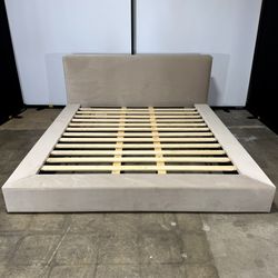 Saatva Crete Bed (Cal King, Taupe Vintage Velvet)