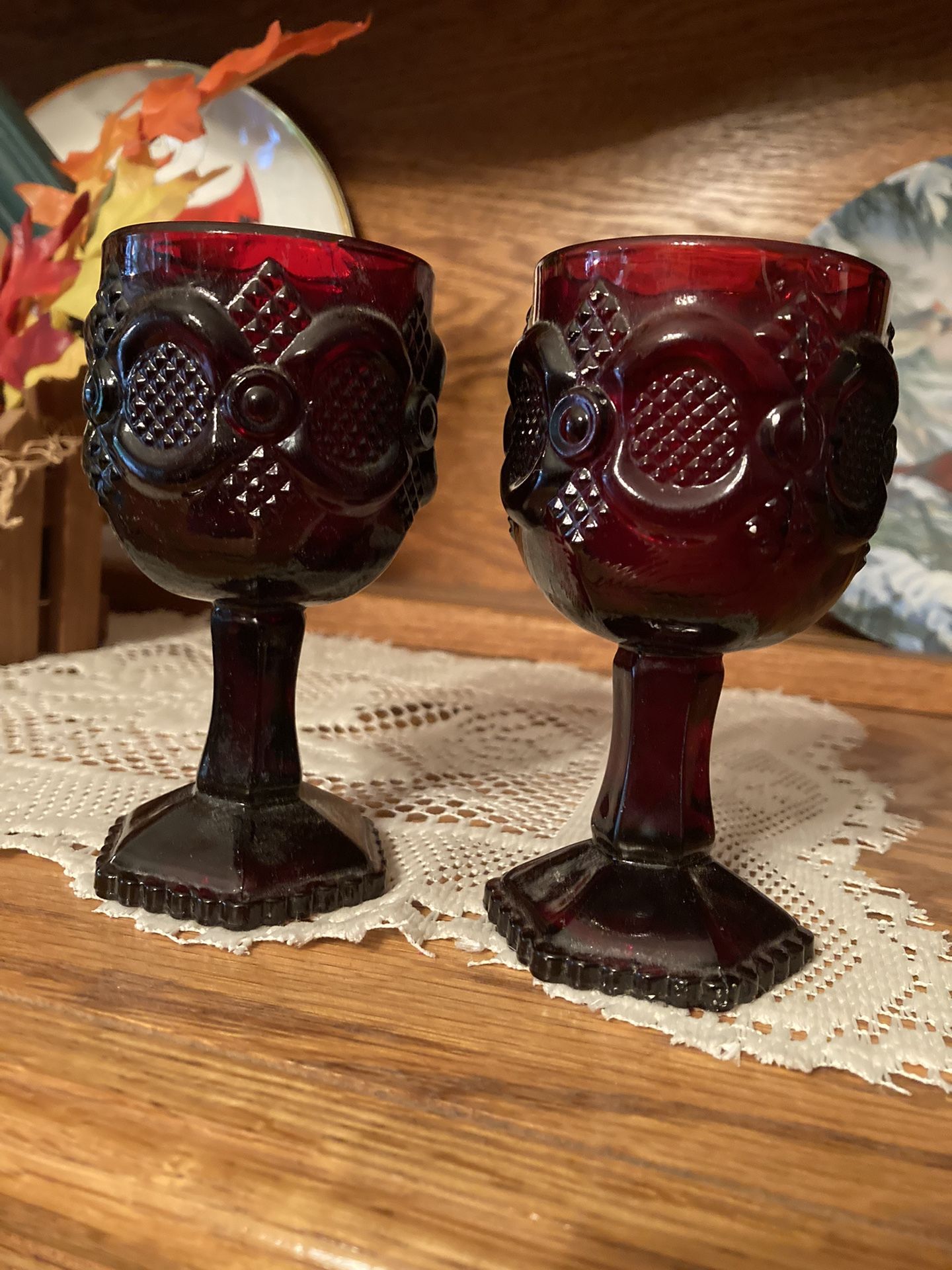 Avon Cape Cod Ruby Red Cordial Wine Glasses