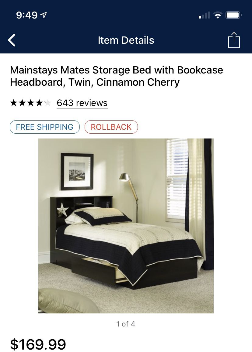 Mainstay twin storage bed with bookcase headboard