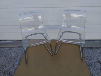 2- Nice Clear Acrylic And Chrome Contemporary Chairs Brand New. 