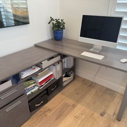3 Pc Desk set: Desk With Extra Storage, Bookshelf, File Cabinet 