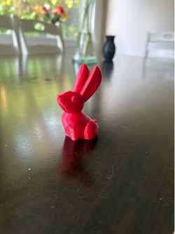 Miniature Bright Red 3D-Printed Bunny Rabbit Figurine