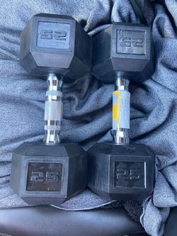 BRAND NEW Cap Hex 25lb dumbbells set weights Rubber Coated