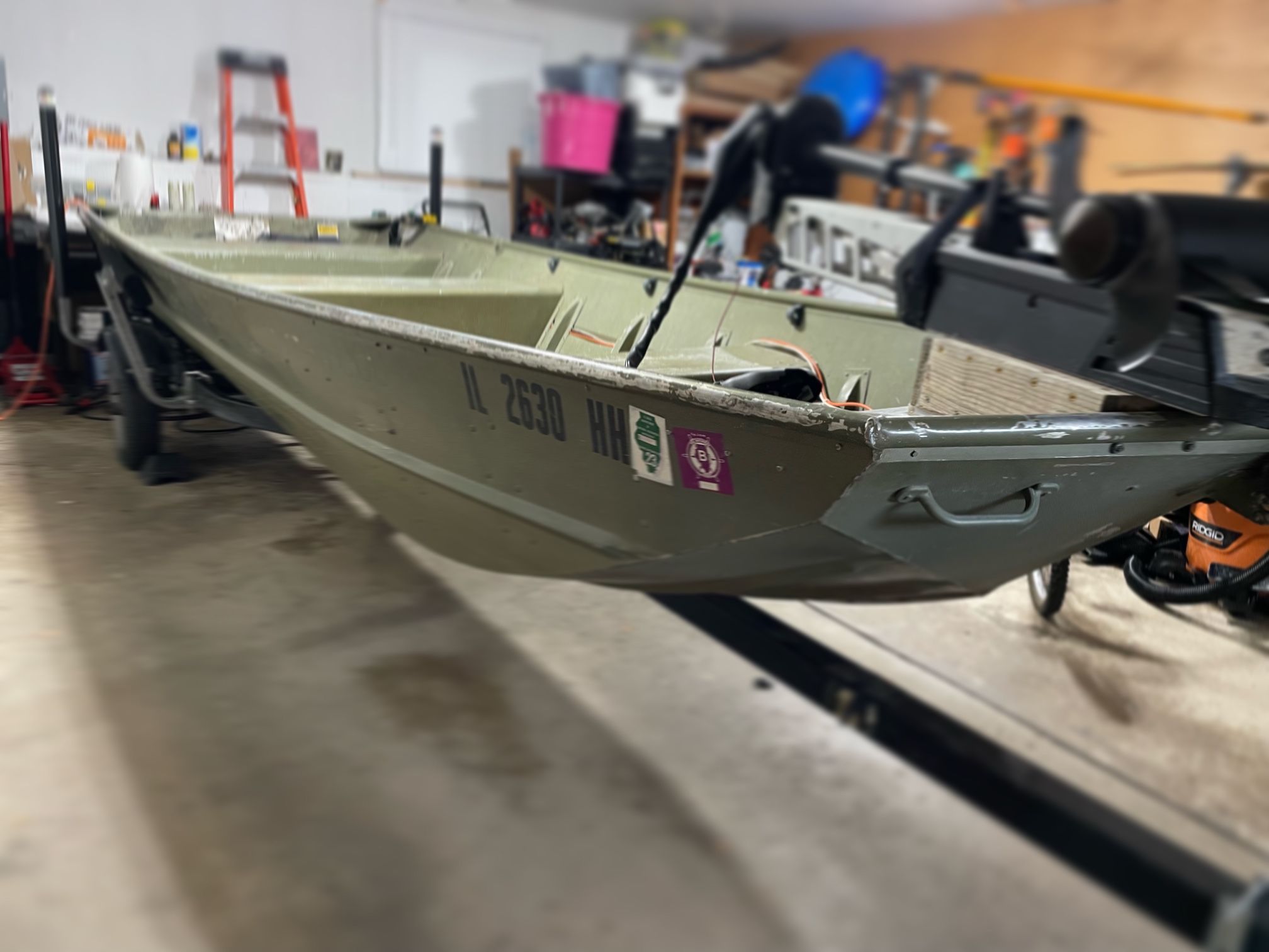 Jon boat + Trailer: Lowe 16 ft modv flat bottom aluminum - duck hunting john