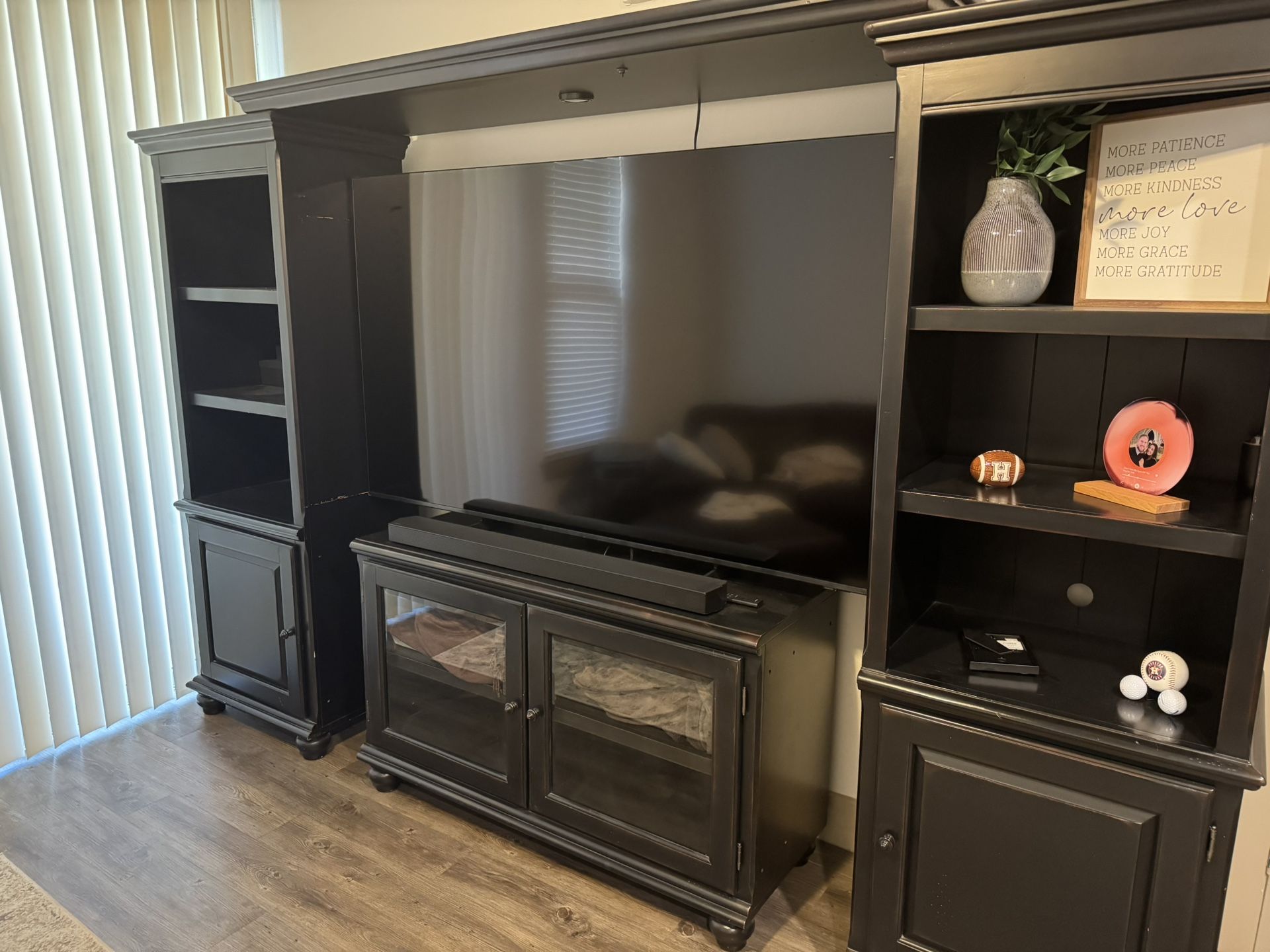 Dark Brown Wood Entertainment Center – Excellent Storage