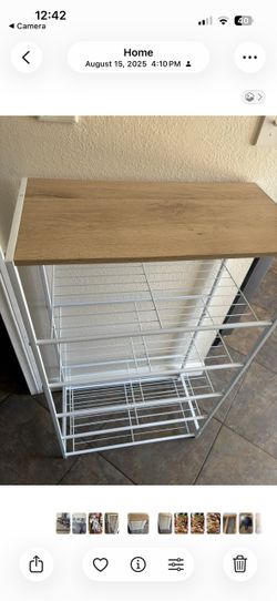 Storage rack, white and light brown rack
