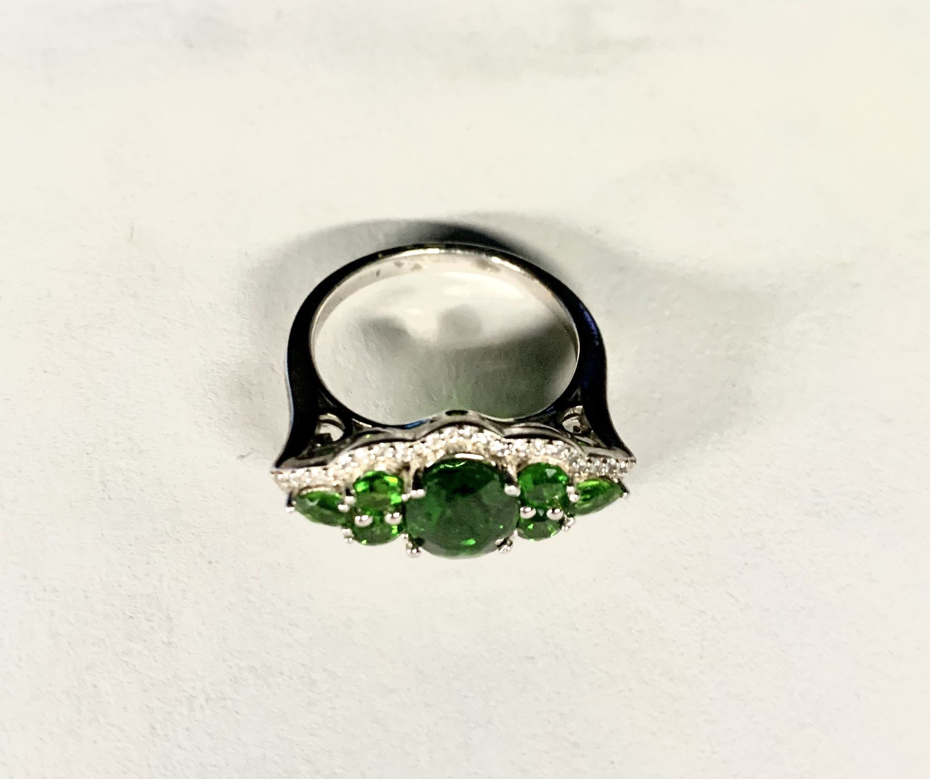 Emeraldine Quartz Stone Ring Sterling Silver Gothic Ring - size 8