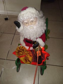   Antique Large Santa's Best Imitated Lighted Santa With Sleigh