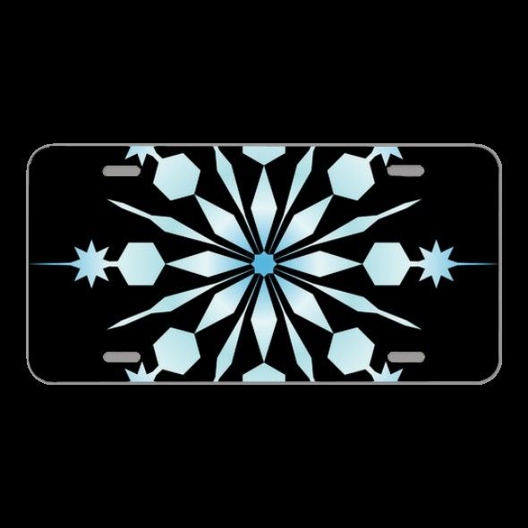 License Plate Novelty Car Front Snowflake Blue Crystal Flake Snow