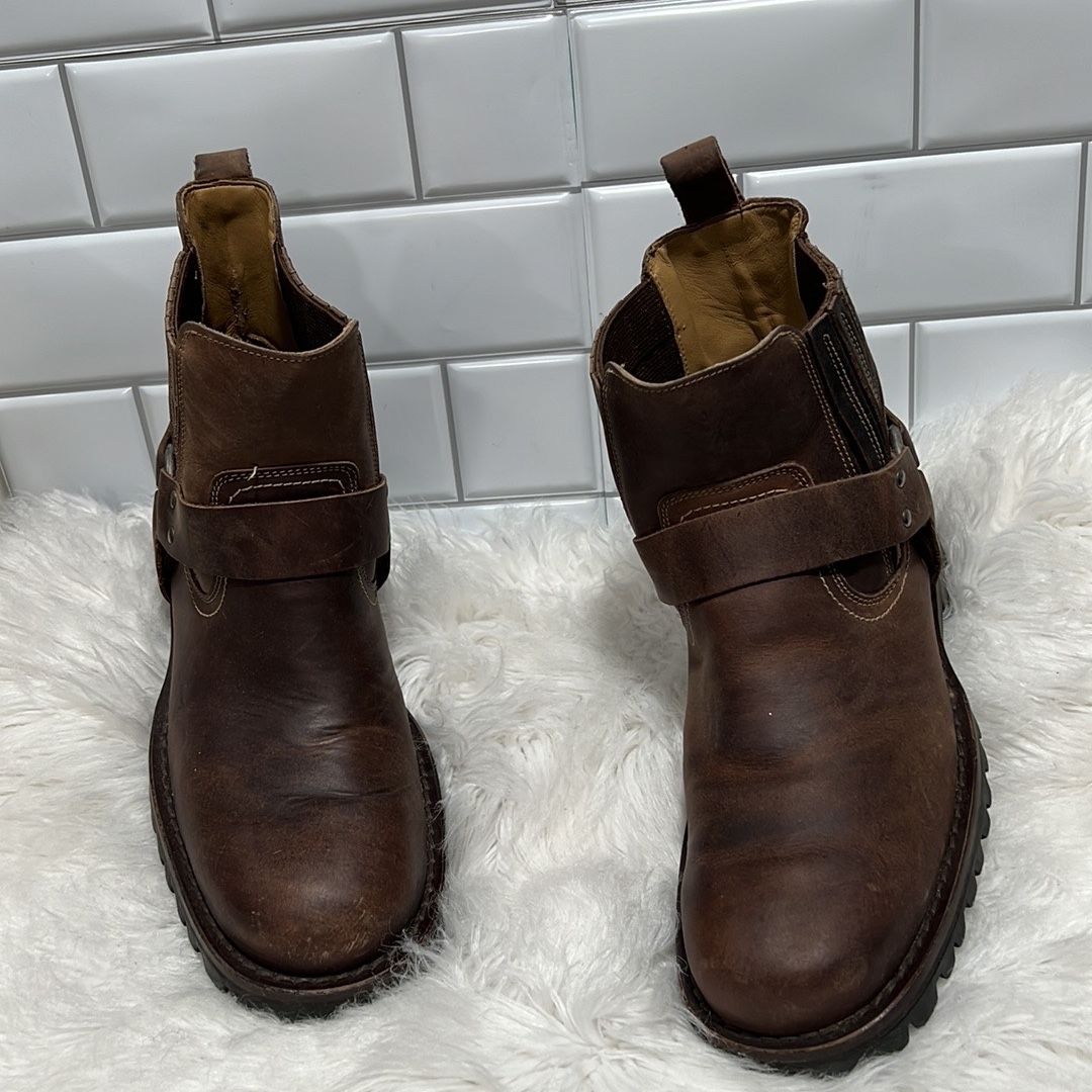 Vintage GBX Mens Dorado Brown Leather Round Toe Ankle Biker Boots Size 10.5 D Mens Vintage GBX Dorado Black Leather Harness | Mercari main image 3