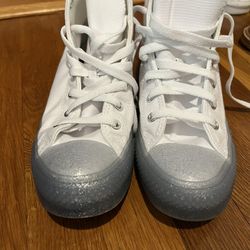 Converse White Silver Glitter Sole Hightops - Women’s 6.5