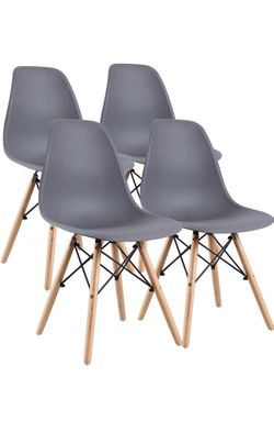 Brand New! Modern Dining Chair Set, Shell Chair with Wood Legs , Dining, Living Room - Set Of 4 , Gray