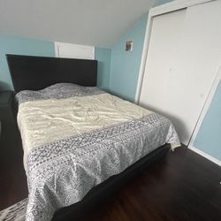 New Brown Queen Upholstered Bed Frame