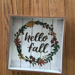 8x8 Hello Fall Wooden Shadow Box Tray