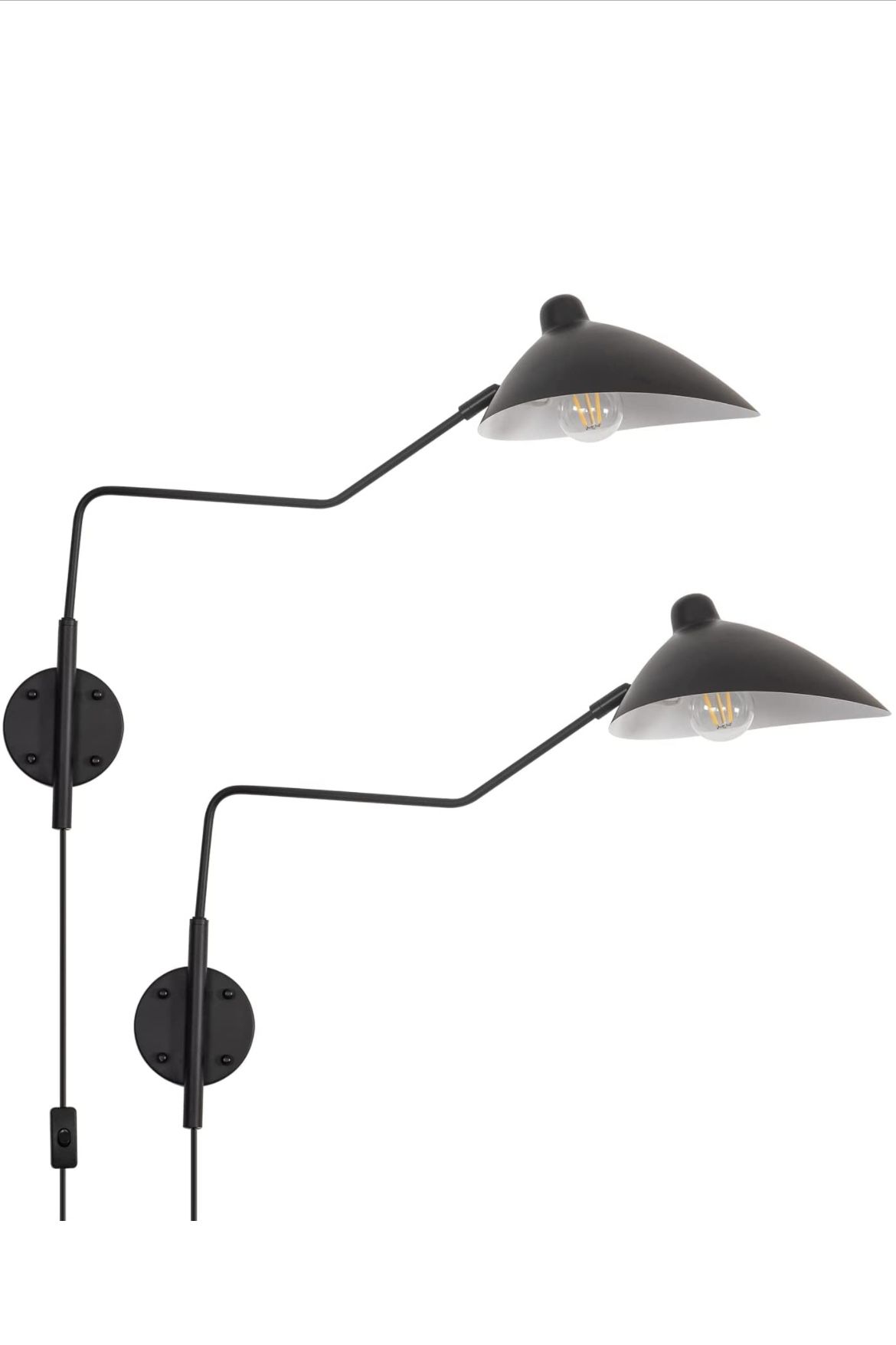 Modern Plug in Swing Arm Wall Sconce Set of 2