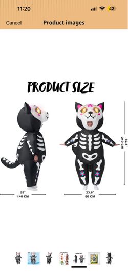 Skeleton kitty costume inflatable
