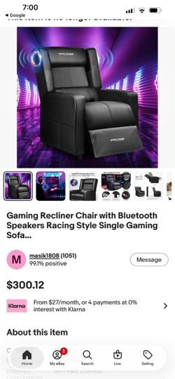 GTPLAYER Gaming Recliner Chair with Bluetooth Speakers