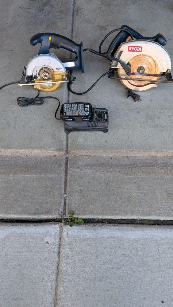2 Ryobi circular saws (1 corded/1 18v)