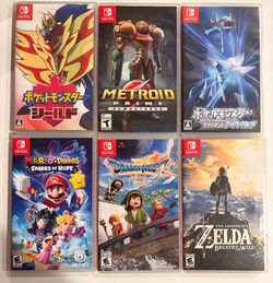 Nintendo Switch 6-Game Lot - Zelda BOTW, Dragon Quest, Metroid Prime & Pokémon