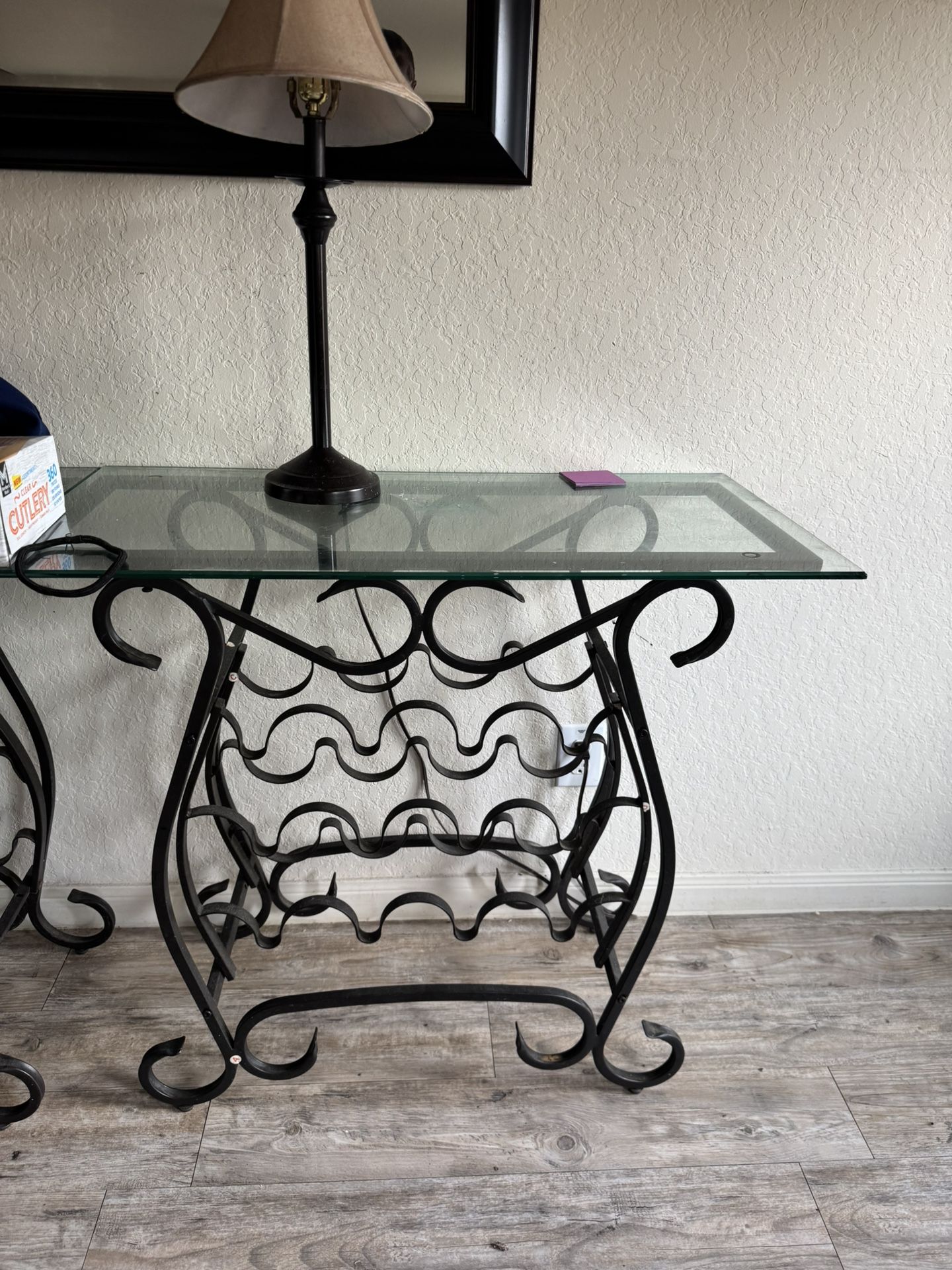 2 Glass Table w/ Wine Rack