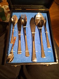 Silver Flatware Cutlery Set in Case