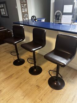 Set of 3 Dark Brown Barstools