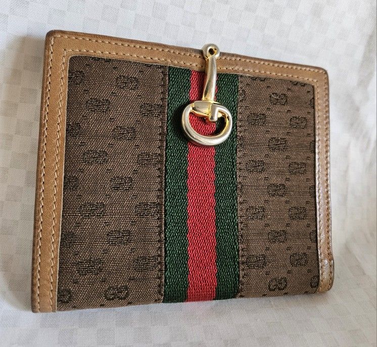 Authentic Gucci Brown Metallic Gold Designer Bifold Wallet (LIMITED EDITION)