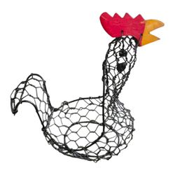 Vintage Rooster Wire Basket Wired Chicken Primitive Farmhouse Kitchen Decor