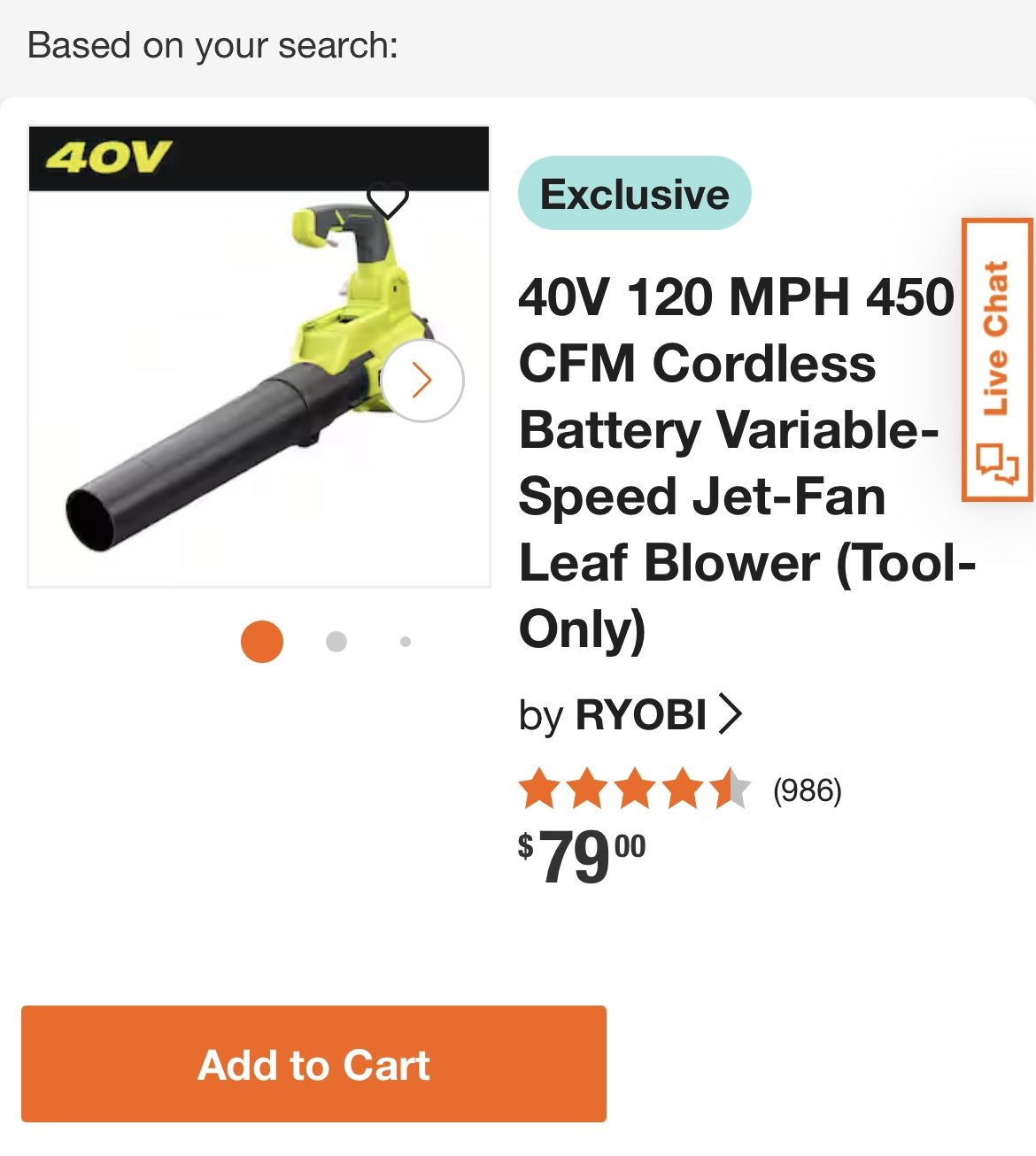 4OV 120 MPH 450 CFM Cordless Battery Variable-Speed Jet-Fan Leaf Blower (Tool-Only)