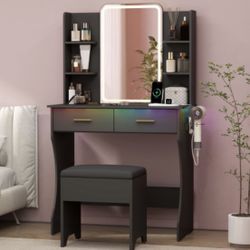 Black Vanity With LED Lights - HLG21