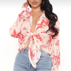 Collard Tie Front Blouse