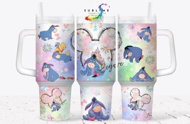 Eeyore Inspired "Pastel Fireworks & Hearts" -  Hot/Cold Tumbler - Multiple Sizes Available!