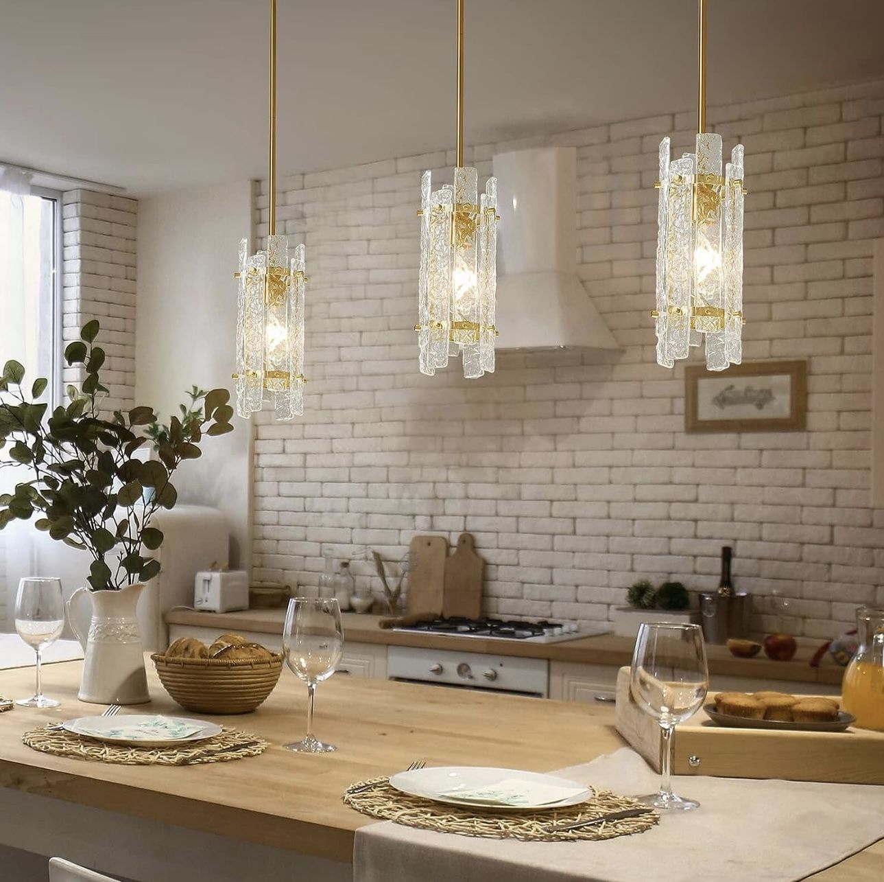 New Pack Of 3 LIANGMH Modern Crystal Pendant Lighting Gold Pendant Lights