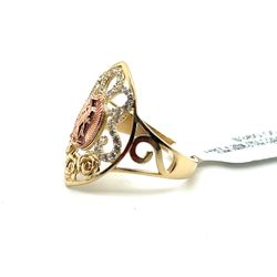 14kt Gold Open Cubic Zirconia Virgin Mary Ring Size 7 1/2 4.20grams 163188 9