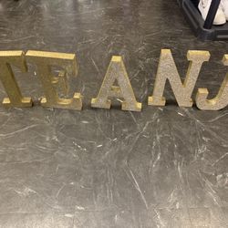 Wooden Gold Glitter Letters 