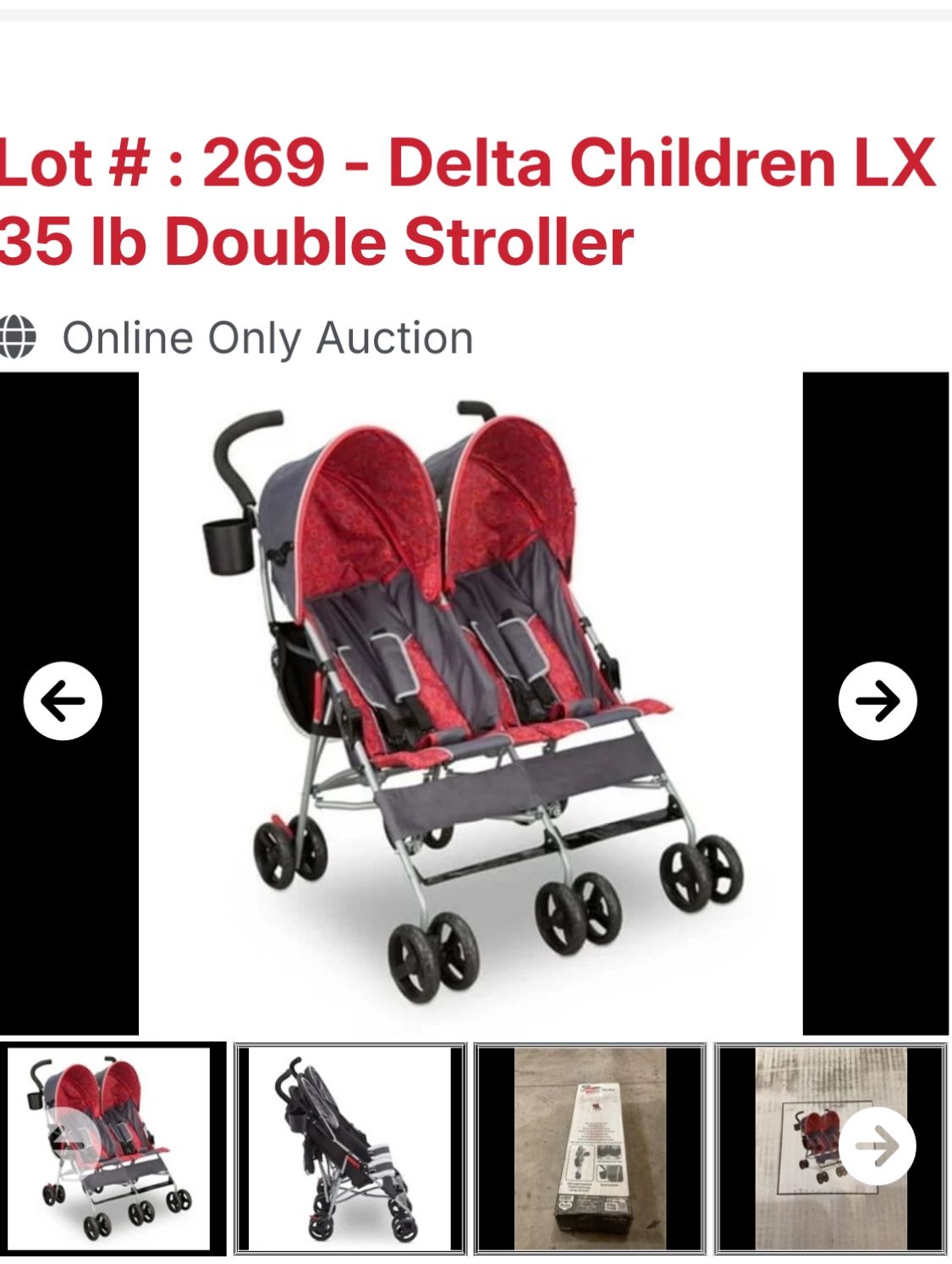 NEW IN BOX DOUBLE SIDE BY SIDE STROLLER… EASILY FOLDS FOR TRAVEL AND LIGHT WEIGHT