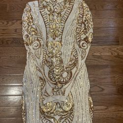 Banjui gold sequin & mesh dress 
