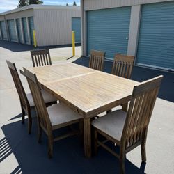 🚚DELIVERY- Large Wooden Dining Table W/ 6 Chairs 