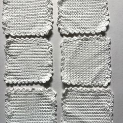 LOT of 6/ 7-8" WHITE COTTON Crochet Dish Cloth/Doilies/Mats DISHCLOTHS hot pad